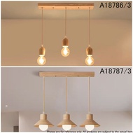 A18786-3 / A18787-3 WOOD (E27*3) LONG BASE PENDANT LIGHT / LAMPU GANDUNG