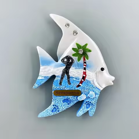 Malaysia, Sabah, Semporna, coconut tree sea view, tropical fish, decoration commemoration, magnetic 