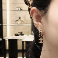 CHANEL 24K Earrings 皮穿繩 耳環 金色