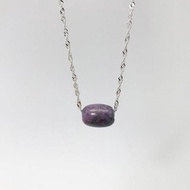 925純銀半寶石項鍊 舒俱來石 蘇紀石桶珠15x11mm天然石深淺漸層色