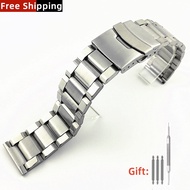 ✲◈ 20mm 22mm 24mm Stainless Steel Watch Band Metal Bracelet Folding Clasp Silver for Men Women Universal Watch Strap for Omega 007