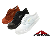 รองเท้าเด็กนักเรียน รองเท้าผ้าใบนักเรียน รองเท้านักเรียน รองเท้าผ้าใบ รุ่น Tokio Spin  สีดำ/ขาว/น้ำตาล