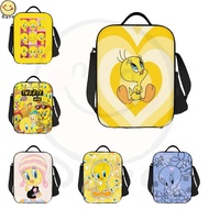 Cartoon Anime Tweety Bird Insulated Food Bag Durable Portable Kids School Lunch Bag With Adjustable 