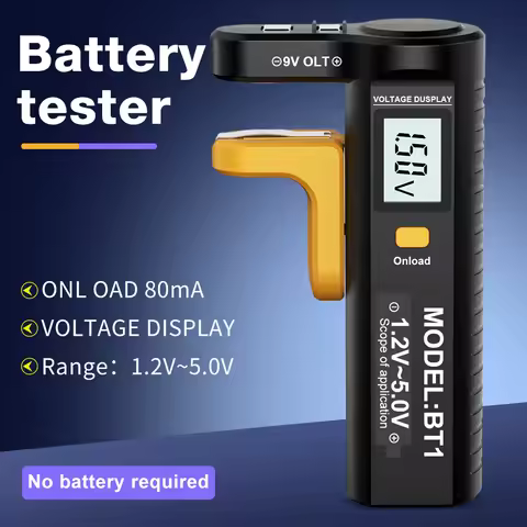 Portable Battery Tester 1.5V 9V Battery Level Detector Digital Dry Cell Voltage Checker Battery Capa