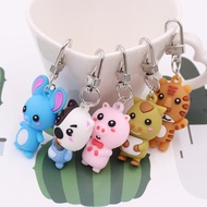 New Creative Cute Cartoon animal Christmas Keychain Key Ring Gift For Women Girls Bag Pendant PVC  K