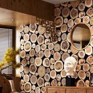 Grosir Wallpaper Dinding Motif Kayu Dasar Hitam Coklat Panjang 10Meter