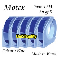 Motex TWT-9 (TW-101) Tape Writer Refill (Original) - Blue - Set of 5