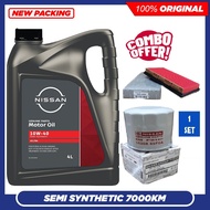 COMBO NISSAN 10W40 + OIL FILTER + AIR FILTER ENGINE OIL SEMI SYNTHETIC 10W40 A3/B4 MINYAK HITAM