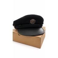 Fiddler Cap/ Captain Hat/ Sailor Hat Sailor Hat Beret Wool Leather Black | CNTGARAGECLOTHING