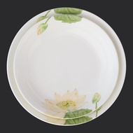 Lotus 8-Inch Meal Tray Bone China Dish Ceramic Deep Plates For Home Tableware Plate Disc Microwave Oven Applicable