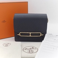 Hermès愛馬仕Mini Roulis 豬鼻子 深藍 牛皮 肩背包