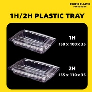 【HOT】100 PCS Plastic Tray 1H / 2H Plastic Container Kueh Kotak OP1H/OP2H