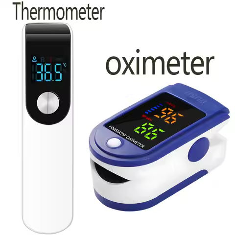 Medcial Forehead Thermometer Fingertip Pulse Oximeter Monitor Blood Oxygen Saturation Meter Pulse Ox