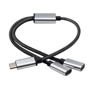 【FER】 USB C Male to 2 USB C Female Cable Adapter Headphone Type C Adapter 480Mbps Data Transmission 