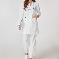 Solid Color V-Neck Long Sleeve Pocket Top And Pants Scrub Uniform Set Set Scrub Set Nurse Dresses Sc