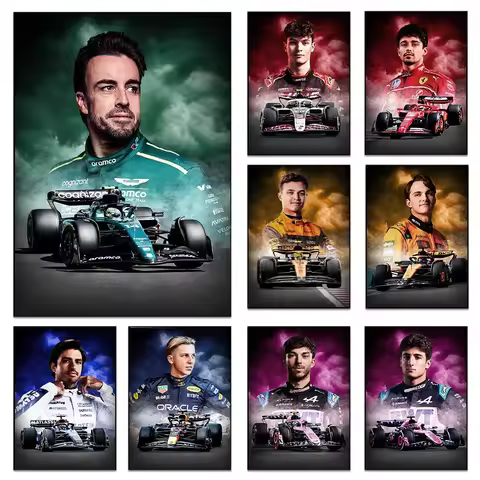 2025 F1 Poster Print For Bedroom Living Room Home Decor Formula 1 Racing Drivers Canvas Painting Car