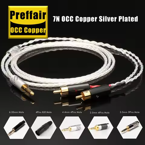 4.4 mm to 2RCA Audio Cable OCC Silver Plated Phone Computer to Amplifier Audio Cable 4.4 to Double R