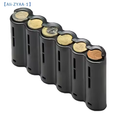 【ZYAA-1】1Pcs Portable 6 Slot Euro Coin Storage Dispenser Euro Coins Holder Collector With Spring For