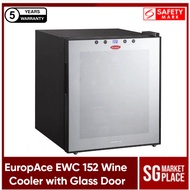 EuropAce EWC 152 Wine Cooler with Glass Door. 15 Bottle Capacity. Touch-Panel Control. Chrome Shelves. Safety Mark Approved. 5 Year Warranty.
