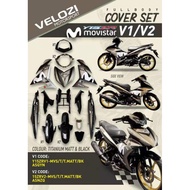 **VELOZI** Y15ZR V1 / V2 COVERSET MOVISTAR STICKER  TANAM TITANIUM MATTE & BLACK COVER SET BODY COVE