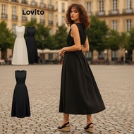 Lovito Gaun Parti Wanita Tanpa Belakang Pinggang Elastik Gaun Bola L77ED270 (Pelbagai Warna)