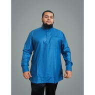 PLUS SIZE KURTA ABRAR | KURTA LELAKI SAIZ BESAR | TEAL BLUE | LONG SLEEVE | CUFF | SIZE [3XL-9XL