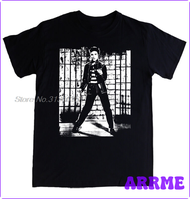 [ARRME] Elvis Presley เสื้อยืดลายราชาแห่งร็อค N Roll 50S 60S ผู้ชายฤดูร้อนแขนสั้นเสื้อยืดฮาราจุกุผ้า