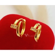 [VJ]Earring "CZ Nail" Clip 999.9 Bangkok Gold Plated 10mm Classic Earrings LIMITED *Persist916 <Suba