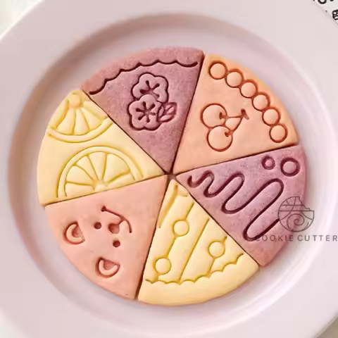 Pizza Shape with Bear Petal Cream Tiramisu Orange Cherry Design Cookie Cutters & Stamps Biscuit Fond