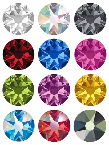 SW Diamante NO Hotfix CZ Rhinestone 8Big 8Small Strass SS10~SS34 DIY Elements Flat Back Rhinestones 