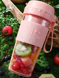 1入迷你可充電攜帶式果汁機,適用於家用、學生、外出,具有無線6片蔬果攪拌機的水果炸鍋製汁機