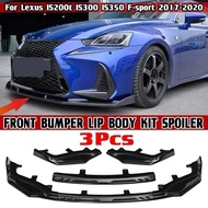 3PCS High Quality Car Front Bumper Lip Spoiler For Lexus IS200t IS300 IS350 F-sport 2017-2020 Deflec