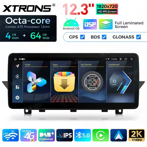XTRONS 12.3'' Android 14 Car Multimedia Player For BMW X1 E84 4G+64GB Come with No Original Display 