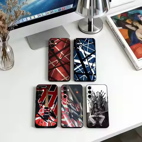 Eddie Van Halen Graphic Guitar Phone Case Black Silicone Soft For Samsung Galaxy A73,A72,A71,A70,A53