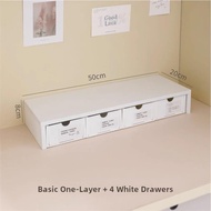 Dormitory Organizer Box Student Stationery Organizer Box Simple Unprinted Style White Elevated Stora