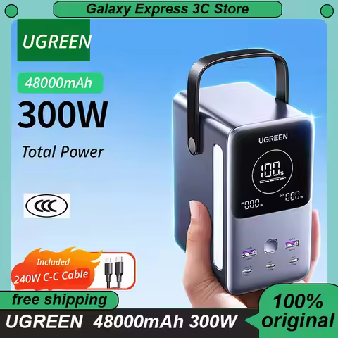 UGREEN 48000mAh 300W Portable Power Station with Smart Digital Display PD3.1 140W Fast Charging Powe