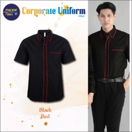 CORPORATE UNIFORM F14802 BLACK 65% POLYESTER/35% VISCOSE COLLAR SHORT SLEEVE MENS CUT F1SHIRT OREN S