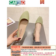 KY/🏅Cartelo Crocodile（CARTELO）2023Summer New Versatile Woven Soft Leather Soft Bottom Women's Shoes 