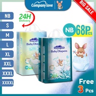 [Free 3 Pcs]Company Love Baby Diapers For Daytime And Nighttime Use  Leak-Proof NB/S/M/L /XL/2XL/3XL