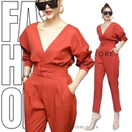 (PROMOTION) (นางแบบใส่ชุดขาย) ChiC Chichi Quartier Jumpsuit ชุดจั้มสูท ชุดกางเกงทรงเท่ๆ เสื้อทรงคอว