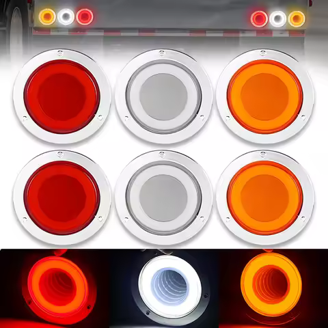 4 inch Round Abyss LED Truck Tail Lights 3D Infinity Tunnel Effect 12V 24V Brake Stop Turn Signal St