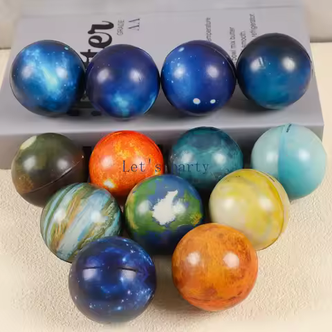 10Pcs Starry Sky Planet Stress Balls Foam Stress Relief Ball Toys for Kids Outer Space Theme Birthda
