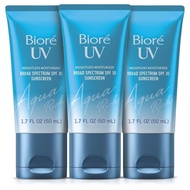 Biore UV Aqua Rich Moisturizer SPF 30 Facial Sunscreen, 1.7 fl oz, 3pk | Oil-Free Daily Face Sunscre