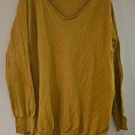 Women's Long-sleeved sweater Mustard Yellow Maru Bust 60-62 Inches Second Hand
