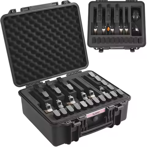 SucceBuy Hard Pistol Cases w/ Pre-cut PU Foam Lining Waterproof Dustproof Hard Gun Case for 1/2/5/6 