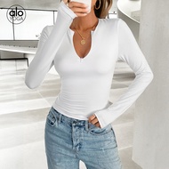 Alo Yoga V-neck T-Shirt for Women - Comfortable Long Sleeve