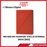 WD HDD MY PASSPORT 4TB 2.5 EXTERNAL DRIVE (RED)