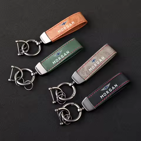 High-Grade Leather Car KeyChain 360 Degree Rotating Horseshoe Key Rings For MORGAN Car KeyChain Car 