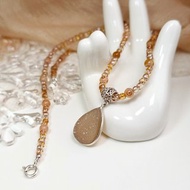 項鍊 天然 水晶簇 煙水晶 進口捷克琉璃珠 925銀飾 寶石