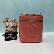 CHANEL 粉橘魚子醬手提化妝箱